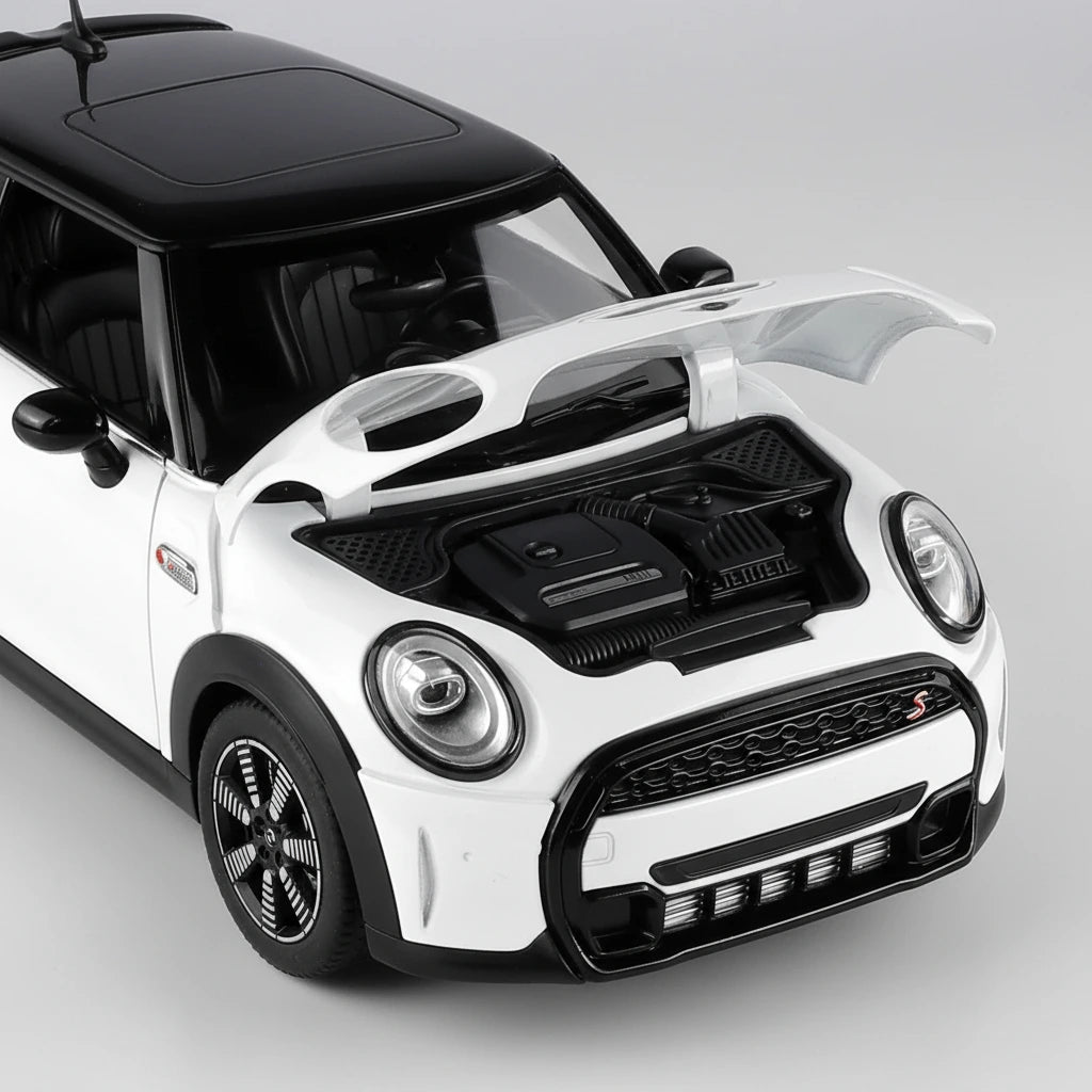 Mini Cooper S 1:24 – stylowy hatchback metalowy model kolekcjonerski z LED