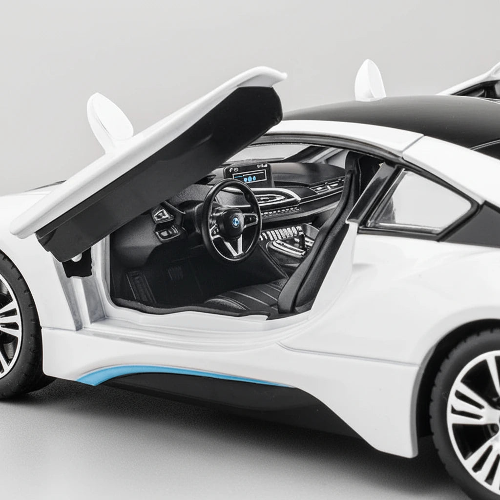 BMW i8 1:24 – futurystyczny sportowy model kolekcjonerski z LED