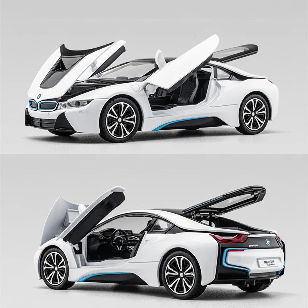 BMW i8 1:24 – futurystyczny sportowy model kolekcjonerski z LED
